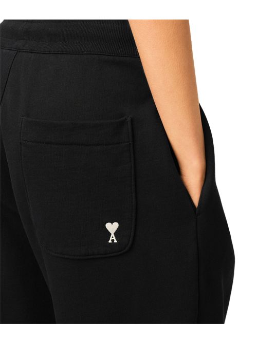 Pantaloni da jogging in felpa leggera loopback. Ami Paris | FTR908.730045BLACK/WHITECREAM
